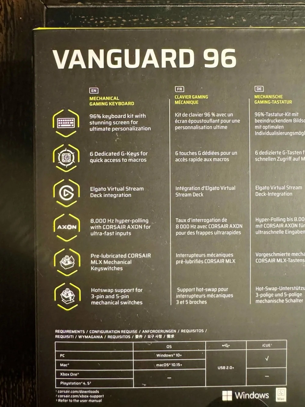 NIB Corsair Vanguard 96 Mechanical Gaming Keyboard